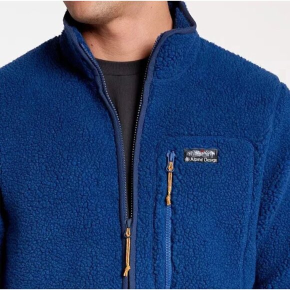 Alpine Design Mens Jacket Size Small Blue Sherpa Teddy Outdoor Camp Cabin Soft - Picture 5 of 15